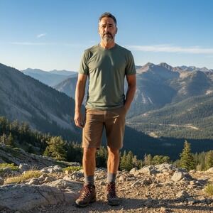 Metolius Mens Canvas Climbing Shorts Brown Integrated Belt Heavy Duty 9.5 Inseam